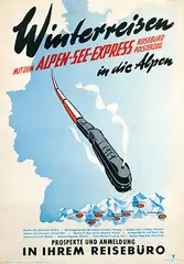 Heinz + Süse Thate, Winterreisen mit den Alpen-see-Express, 1952, poster