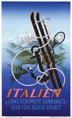 Cassandre, Italien für jeden Sport (ski, golf, water sport, tennis, climbing), 1935, poster