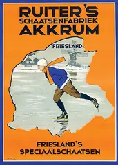Jan Rotgans, Ruiter's schaatsenfabriek Akkrum Friesland's Speciaalschaatsen, 1920, poster
