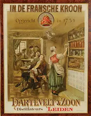 Cop, In de Fransche Kroon Hartevelt & Zoon Distillateurs Leiden, poster