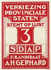 Albert P. Hahn jr., SDAP Verkiezing Provinciale Staten Lijst 3, 1922, poster