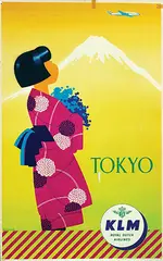 Koen van Os, KLM Tokyo (Japan, Constellation), 1954, poster