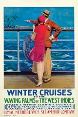 Piet van der Hem, Royal Netherlands Steamship-Company Winter Cruis to the Waving Pals of the West-Indies, poster