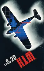 Munetsugu Satomi, KLM Amsterdam-Paris, 1933, poster, typographic