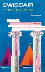 Fritz Bühler, Swissair to the Mediterranean, 1958, poster