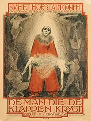 Eduard Veterman, Het Hofstadtoneel De Man die de Klappen Krygt (Den Haag), 1921, poster