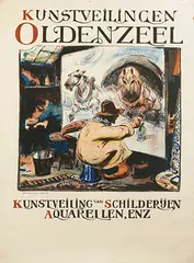 Alfred Ost, Kunstveilingen van Schilderijen Aquarellen, enz Oldenzeel, 1915, poster