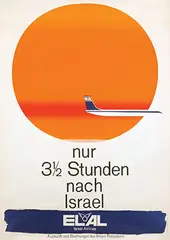 Ruedi Külling, EL AL nur 3.5 Stunden nach Israel, 1962, poster