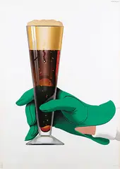 Peter Birkhäuser, Without text (dark beer, green glove), 1957, poster