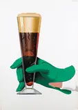 Peter Birkhäuser, Without text (dark beer, green glove), 1957, poster