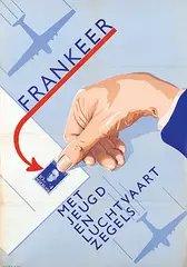 Gerard V.A. Röling, Frankeer met Jeugd en Luchtvaartzegels, 1954, poster