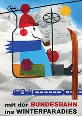 mit der Bundesbahn ins Winterparadies by Nierhaus + Estenfelder, 1959, poster, sold Feb 2024