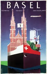 Celestino Piatti, Basel Schweiz (Swissair), 1954, poster
