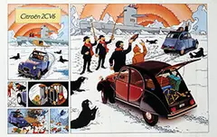 Hergé, Citroën 2CV6, 1985, poster