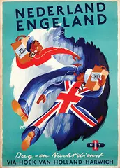 Arthur Goldsteen, NS Nederland Engeland via Hoek van Holland-Harwich, 1948, poster