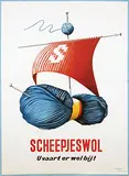 Postmaa, Scheepjeswol U vaart er wel bij!, 1950, poster