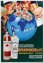 Hennig, Wenneker & Co. Oude Genever Schiedam, 1930, poster