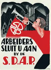 Johan G.D. van Hell, Arbeiders sluit u aan by de S.D.A.P., poster