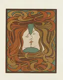 Peter Behrens, Der Ku_ (The Kiss), 1898, poster, woodcut