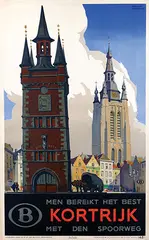 Belgische Spoorwegen Kortrijk by Herman Verbaere, 1939, poster, sold Jul 2023