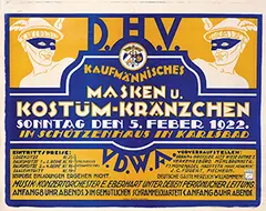 L. Peduzzi, Kaufmännisches Masken u. Kostüm-Kränzchen Karlsbad, 1922, poster
