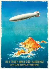 Jupp Wiertz, In 3 Tagen nach Süd-Amerika! Deutsche Zeppelin-Reederei, poster