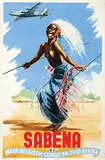 (Commerciale Publicité) C. Pub, Sabena Naar Belgisch Congo en Zuid Afrika (Douglas DC-4), poster