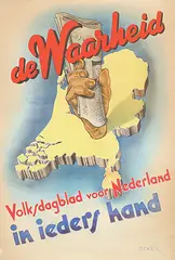 Beker, de Waarheid Volksdagblad voor Nederland, 1945, poster