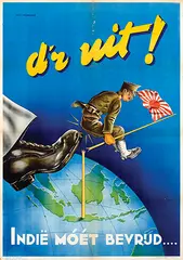 Nico Broekman, d'r uit! Indië móét bevrijd, 1945, poster