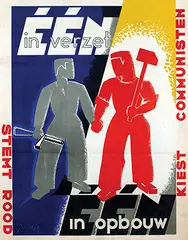 Janke, Stemt Rood Kiest Communisten Één in verzet Één in opbouw, 1946, poster