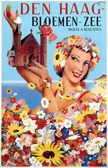 Guust Hens, Den Haag Bloemen-Zee (ridderzaal), 1951, poster