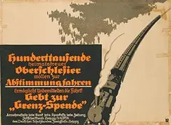hunderttausende heimatsteuer Oberschlesier Abstimmungfahren Grenz-Spende by Louis Oppenheim, 1919, poster, sold Jul 2023