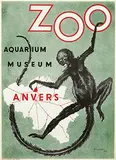Robert Landois, ZOO Anvers (gibbon), 1954, poster