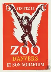 L. Geurts, Visitez le ZOO D'Anvers (young chimpanzee), poster