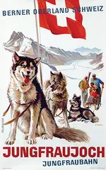 Edward Weber, Jungfraujoch Berner Oberland Schweiz Polarhunde, 1947, poster
