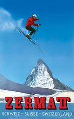 Zermatt Schweiz (Matterhorn) by Alfred Perren-Barberini, 1965, poster, sold Feb 2023