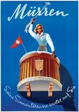 Advertising Agency Brügger A.G., Ski Schule Mürren Kandahar Seine Sonnen Terrasse wartet auf Sie, 1946, poster