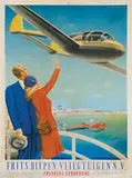 Frits Diepen Vliegtuigen N.V. Ypenburg Aerodrome the hague (Fokker F25 Promotor) by Johannes F. (Jan) Lavies, 1947, poster, sold Feb 2023