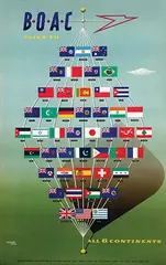 Abram Games, BOAC flies to all 6 continents, 1953, poster