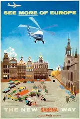 Aaron Fine, The New Sabena Way (helicopter) see more of Europe (1958 World's Fair), 1958, poster