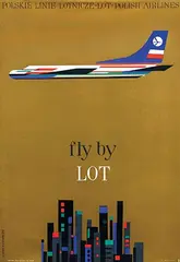 Hubert Hilscher, fly by LOT Polish Airlines, 1962, poster