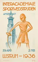 M. v.d. M., Interacademiale sportwedstrijden Amsterdam Lustrum (fencing), 1936, poster