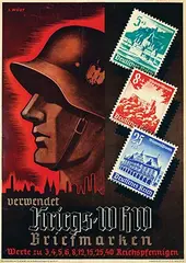 verwendet Kriegs WHW Briefmarken by Lothar Wüst, 1942, poster, sold Feb 2023