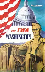 Frank Lacano, Fly TWA Washington (Abraham Lincoln) (Super Constellation), 1951, poster