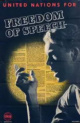 Beverley Pick, United Nations for Freedom of Speech, poster