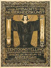 Nederlandsche Vereeninging voor Ambachts- en Nijverheidskunst Amsterdam, 1911 by Dirk W. van Diedenhoven, 1910, poster, sold Jul 2022