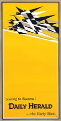 Edward McKnight Kauffer, Soaring to Success ! Daily Herald - the Early Bird, poster, woodcut
