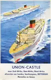 Johnston, Union Castle naar Zuid Afrika afvaarten van Londen, Southampton, Rotterdam "Pretoria Castle", poster