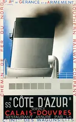 Cassandre, ss."Côte d'Azur" service Calais-Douvre, 1931, poster