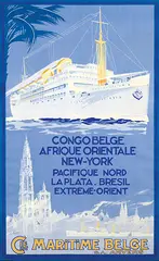 Louis Royon, Cie. Maritime Belge s.a. Anvers Congo Belge Afrique Orientale New-York?, poster